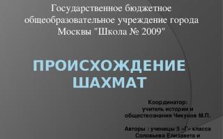 The origin of chess teacher of history and social studies Chikunov M
